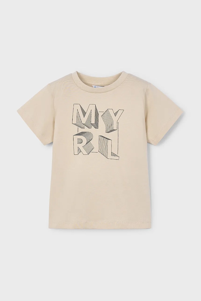 Mayoral t-shirt bawełniany dziecięcy nadruk beżowy 170.5F.Mini.PPYA