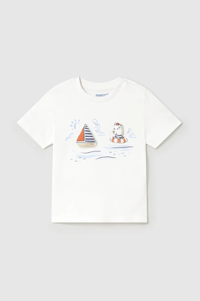 Mayoral T-shirt bawełniany dziecięcy biały 1059.3E.Baby.PPYA