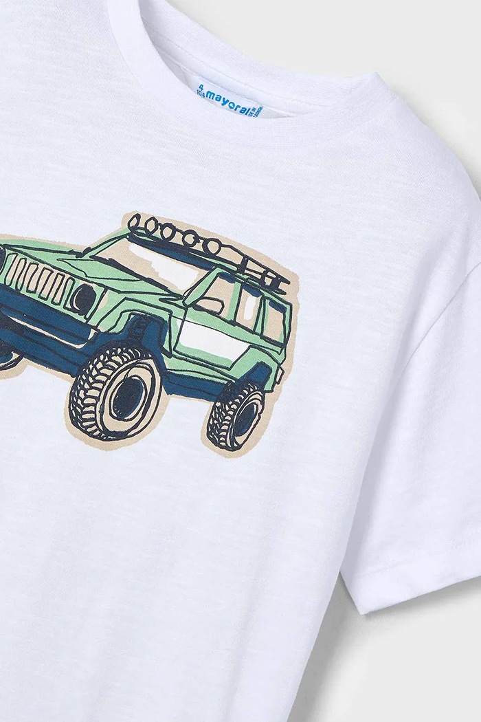 Chłopiec Mayoral T-shirt bawełniany dziecięcy 3031.5E.Mini.PPYA biały