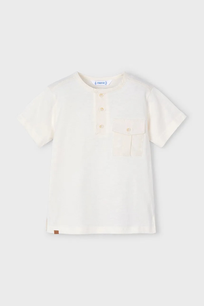 Mayoral T-shirt bawełniany dziecięcy beżowy 3033.5E.Mini.PPYA