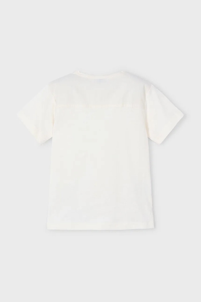 Mayoral T-shirt bawełniany dziecięcy 3033.5E.Mini.PPYA beżowy SS25