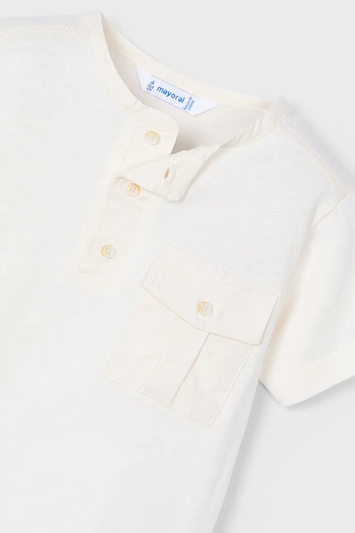 Chłopiec Mayoral T-shirt bawełniany dziecięcy 3033.5E.Mini.PPYA beżowy