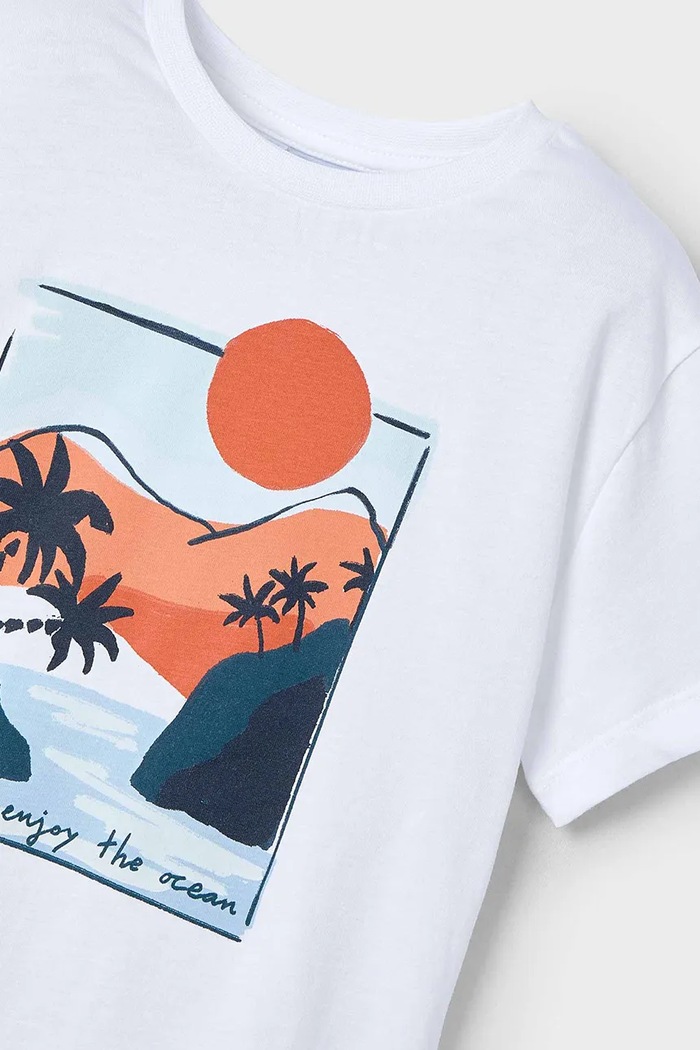Chłopiec Mayoral t-shirt bawełniany dziecięcy 3034.5E.Mini.PPYA biały