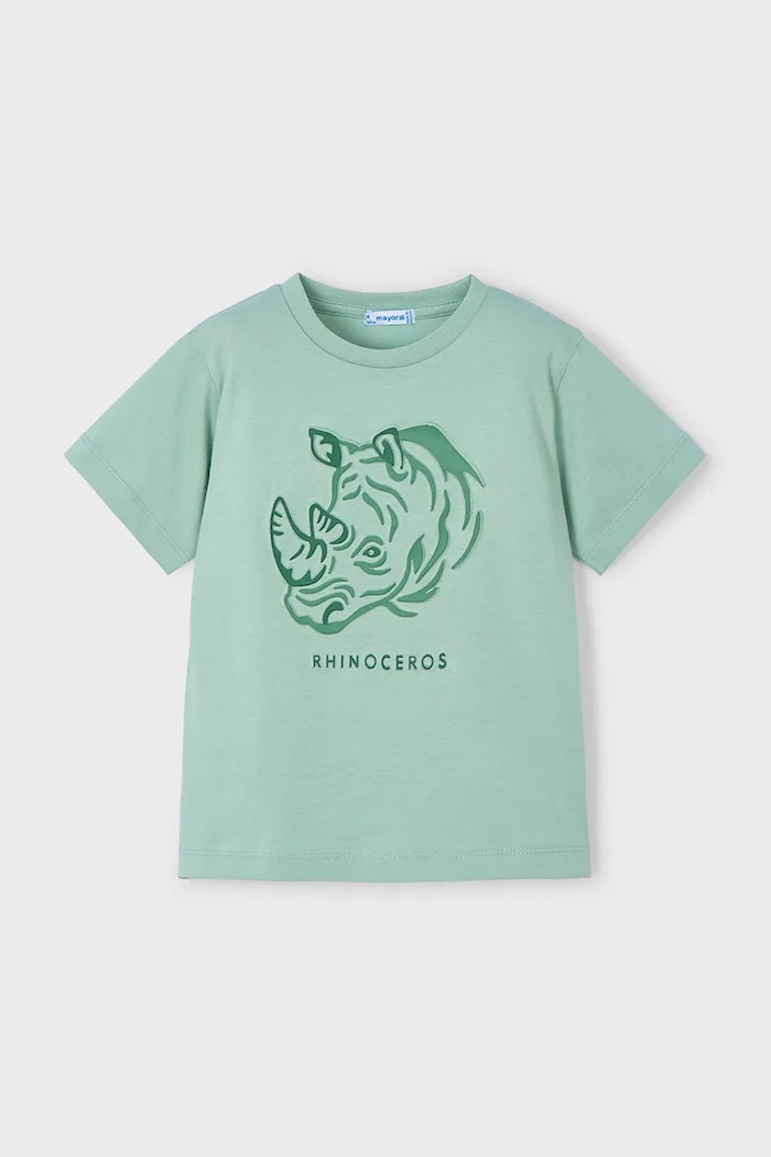 Mayoral t-shirt bawełniany dziecięcy 3042.5H.Mini.PPYA zielony SS25