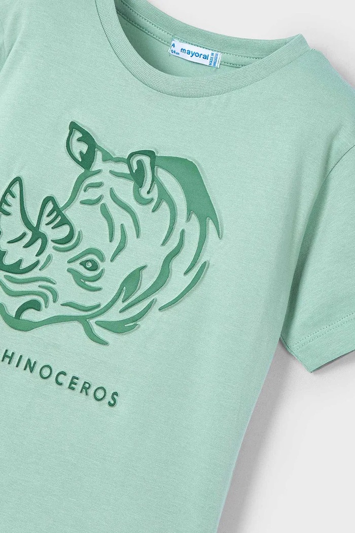 Mayoral t-shirt bawełniany dziecięcy zielony 3042.5H.Mini.PPYA