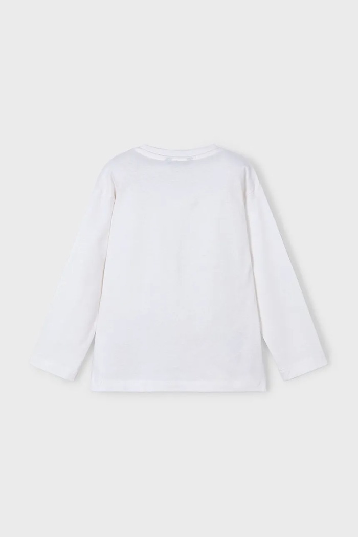 Mayoral longsleeve bawełniany dziecięcy 3051.5F.Mini.PPYA biały SS25