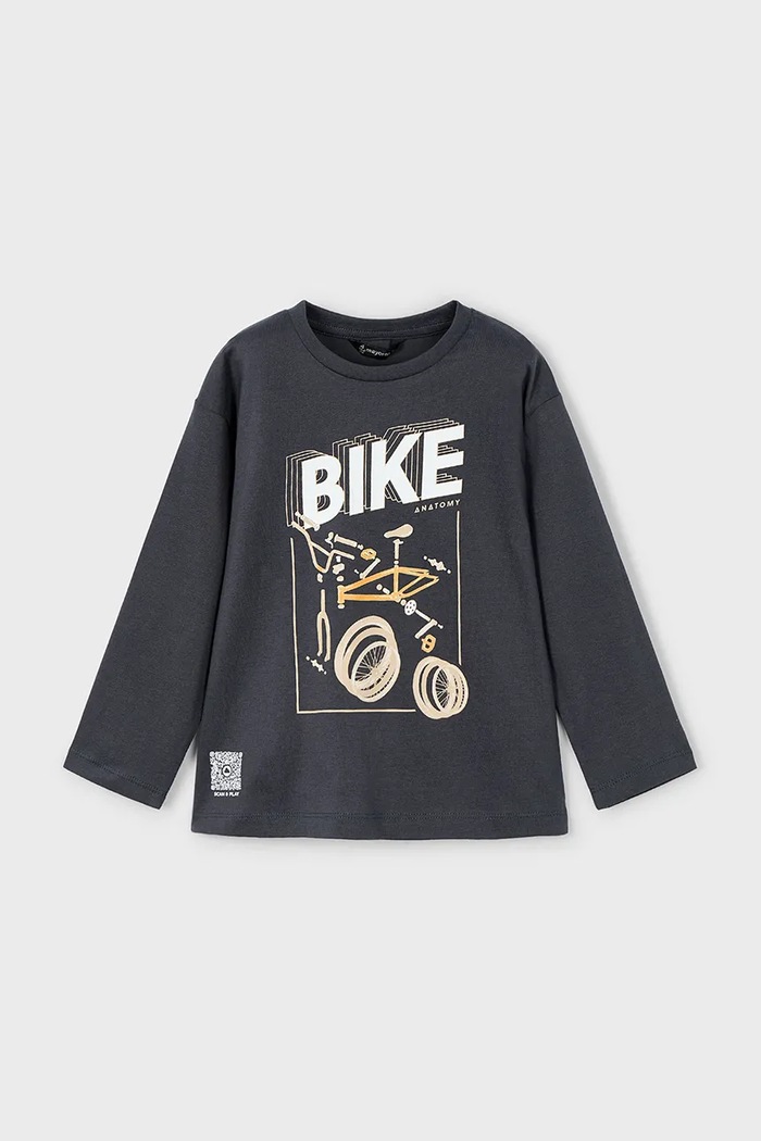 Mayoral longsleeve bawełniany dziecięcy nadruk czarny 3051.5F.Mini.PPYA