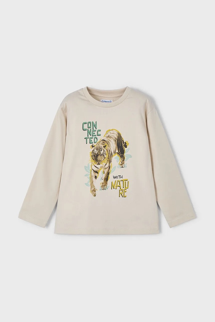 Mayoral longsleeve bawełniany dziecięcy 3052.5H.Mini.PPYA beżowy SS25