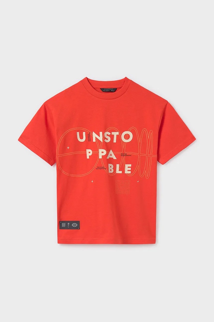 Mayoral t-shirt bawełniany dziecięcy 6013.7E.Junior.PPYA pomarańczowy SS25