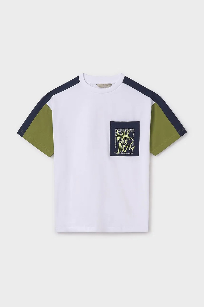 Mayoral t-shirt bawełniany dziecięcy 6015.7F.Junior.PPYA zielony SS25
