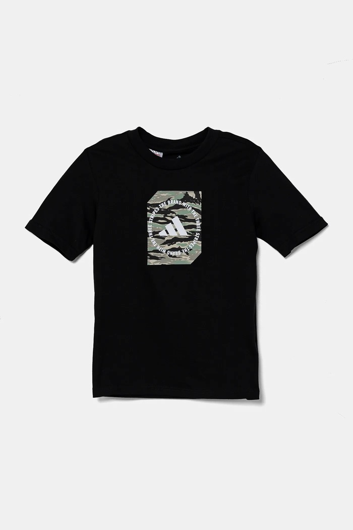 adidas t-shirt bawełniany dziecięcy JM8234 czarny SS25