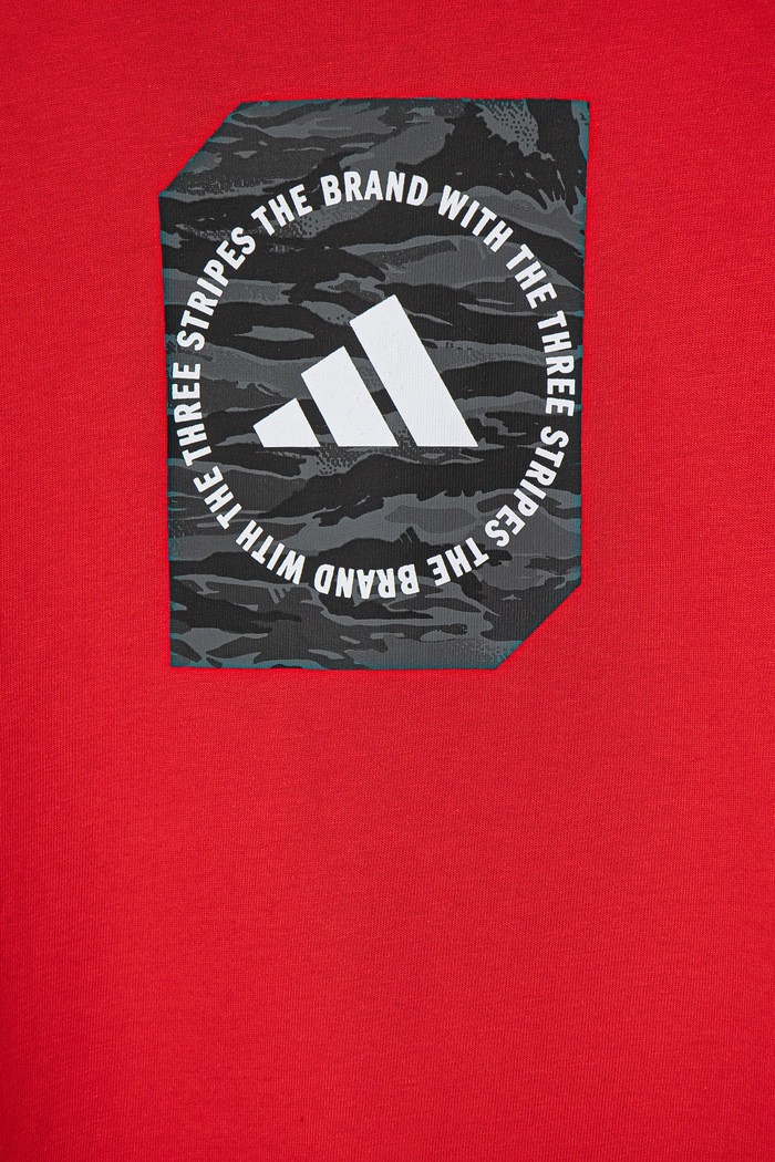 adidas t-shirt bawełniany dziecięcy czerwony JM8233