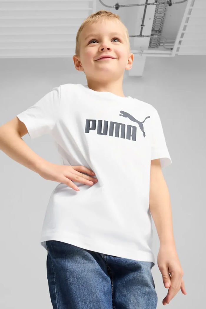 Otroška bombažna kratka majica Puma ESS No. 1 Logo Tee Okrogel bela 684930