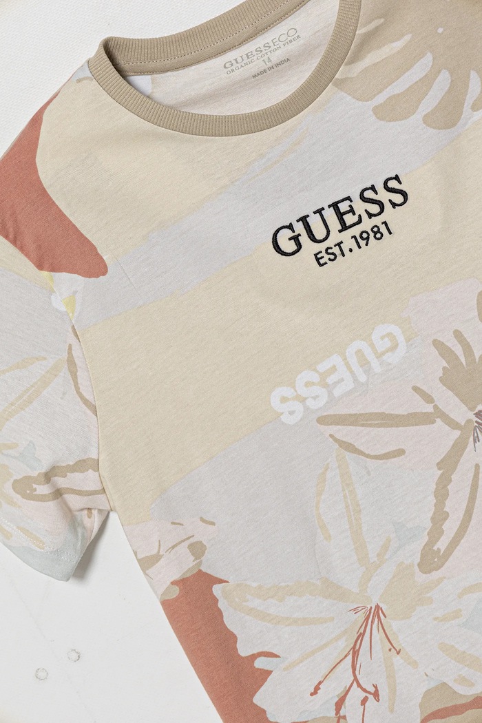 Chłopiec Guess T-shirt bawełniany dziecięcy L5GI15.K8HM4.PPYA beżowy