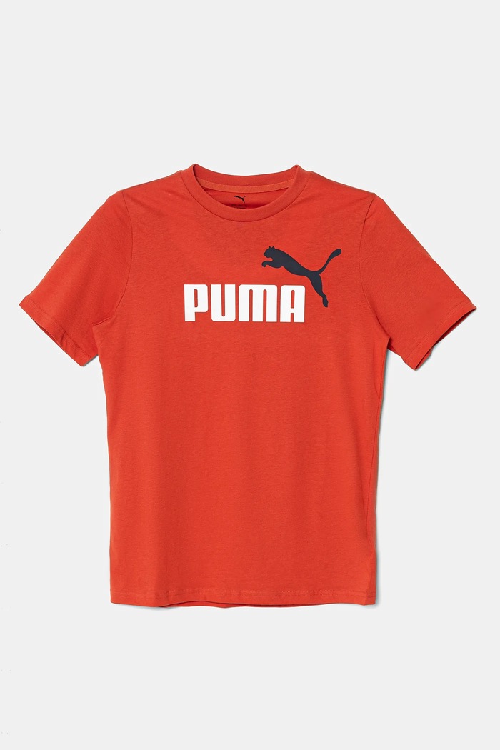 Puma t-shirt bawełniany dziecięcy ESS 2 COLOR No.1 Logo Tee nadruk czerwony 685778