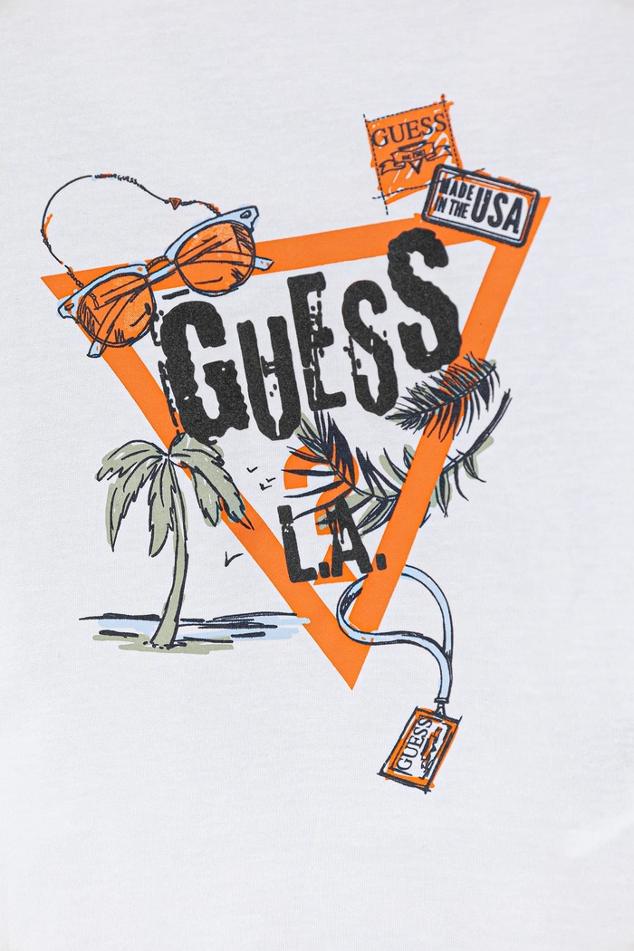 Мальчик Guess Детская хлопковая футболка Guess N5GI05.K8HM4.PPYA белый