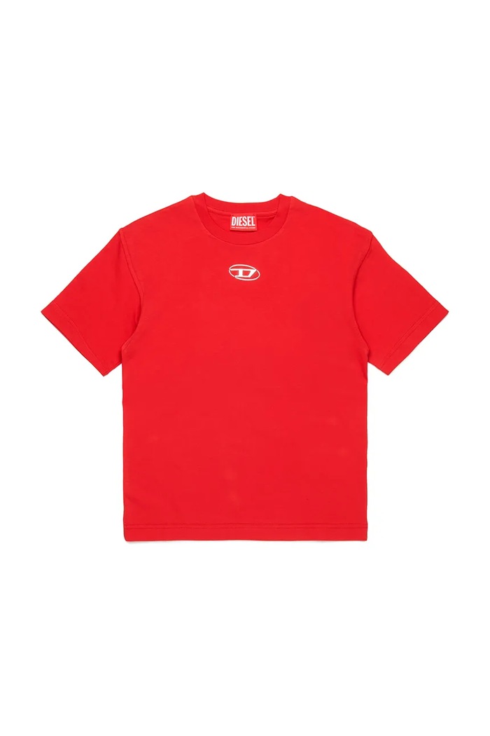 Dětské bavlněné tričko Diesel TMARCUS OVER T-SHIRT kulatý červená J02022