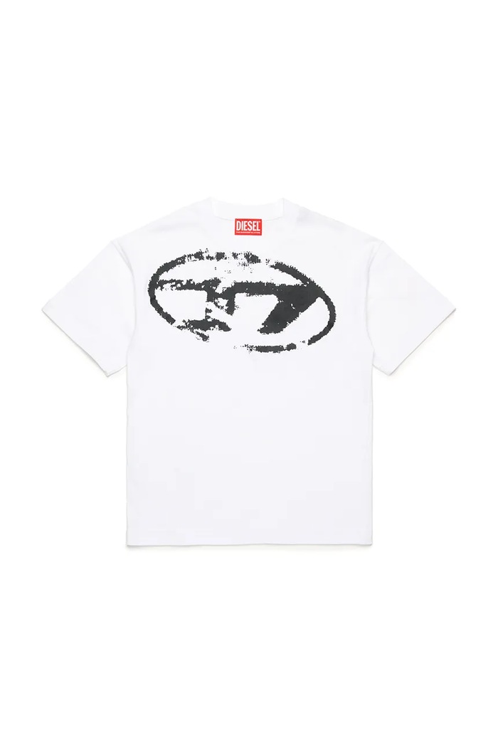 Diesel t-shirt bawełniany dziecięcy TBOXTN14 OVER T-SHIRT nadruk biały J02240