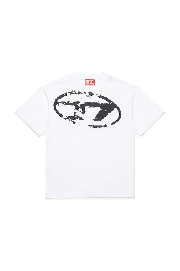 Diesel t-shirt bawełniany dziecięcy TBOXTN14 OVER T-SHIRT nadruk biały J02240