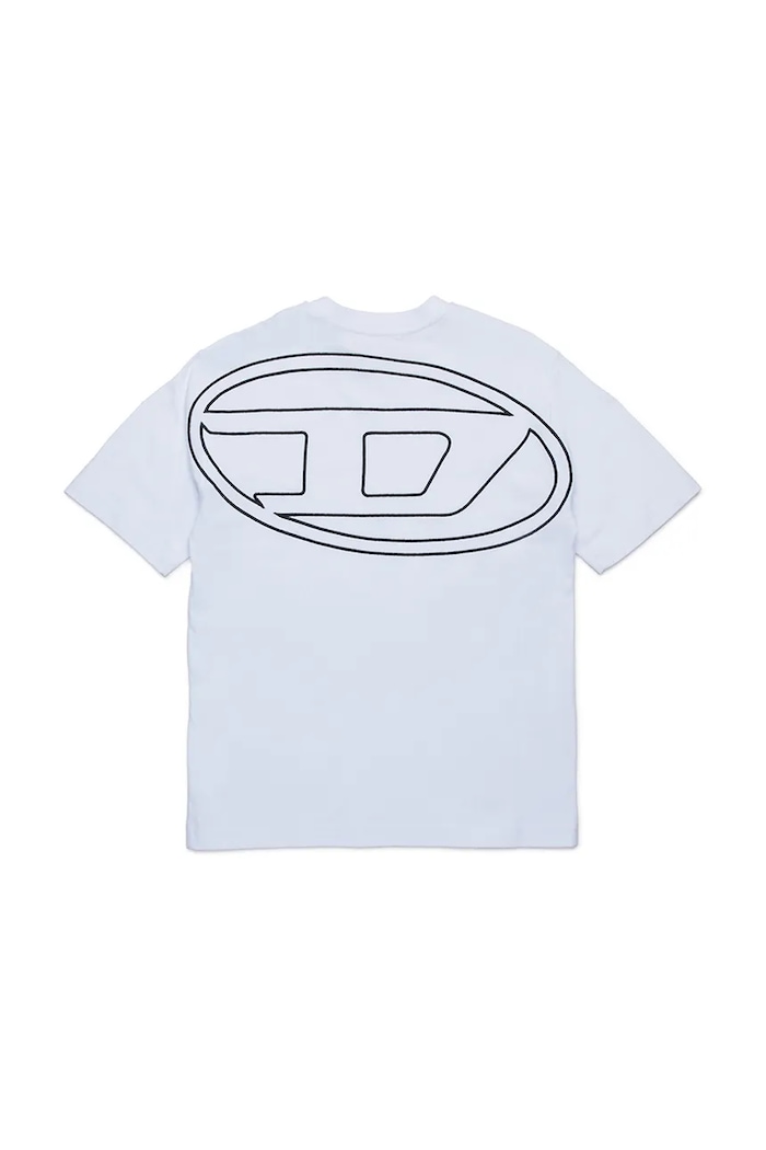 Παιδικό βαμβακερό μπλουζάκι Diesel TBOGGYMEGOVALD OVER T-SHIRT J02276 λευκό SS25
