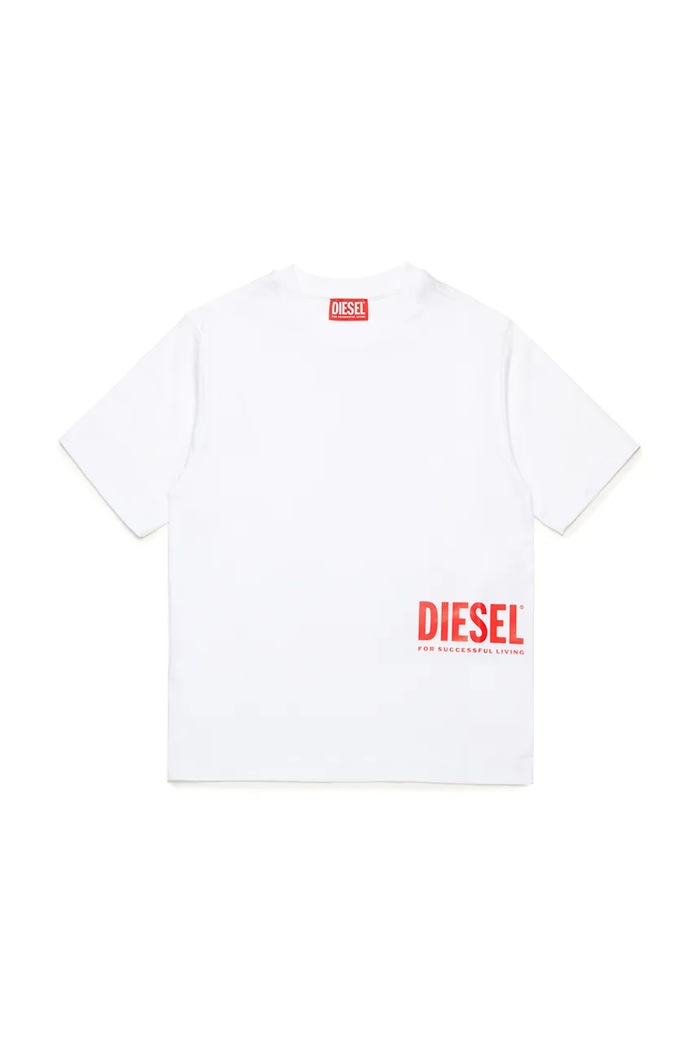 Детска памучна тениска Diesel MTFIND OVER T-SHIRTS памук бял J02283