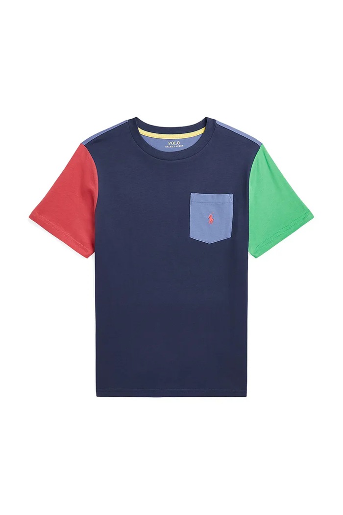 Dětské bavlněné tričko Polo Ralph Lauren kulatý námořnická modř 323861435010