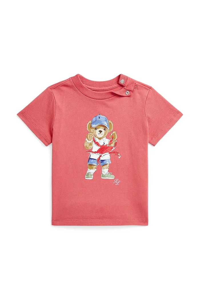 Polo Ralph Lauren tricou din bumbac pentru bebelusi print rosu 320965276001