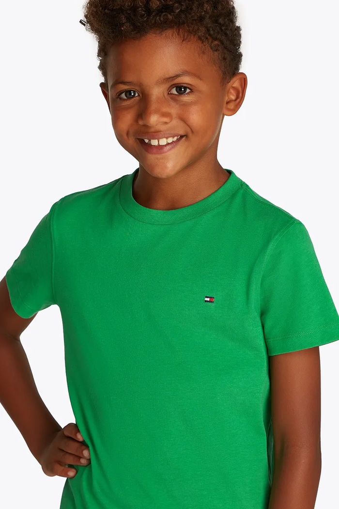Detské bavlnené tričko Tommy Hilfiger KB0KB06879.74.122.PPYA zelená