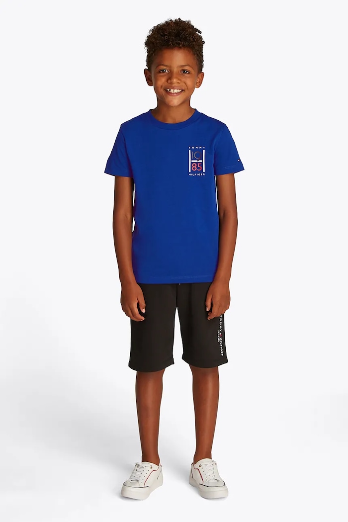 Παιδικό βαμβακερό μπλουζάκι Tommy Hilfiger KB0KB09536.128.176.PPYA μωβ