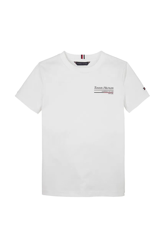 Dětské bavlněné tričko Tommy Hilfiger KB0KB09537.128.176.PPYA bílá SS25