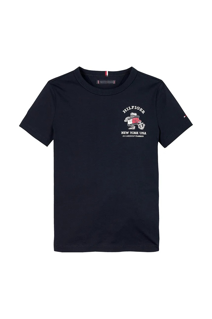 Detské bavlnené tričko Tommy Hilfiger KB0KB09648.74.122.PPYA tmavomodrá SS25