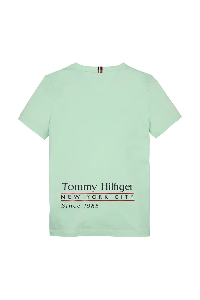 Chłopiec Tommy Hilfiger t-shirt bawełniany dziecięcy KB0KB09648.74.122.PPYA zielony