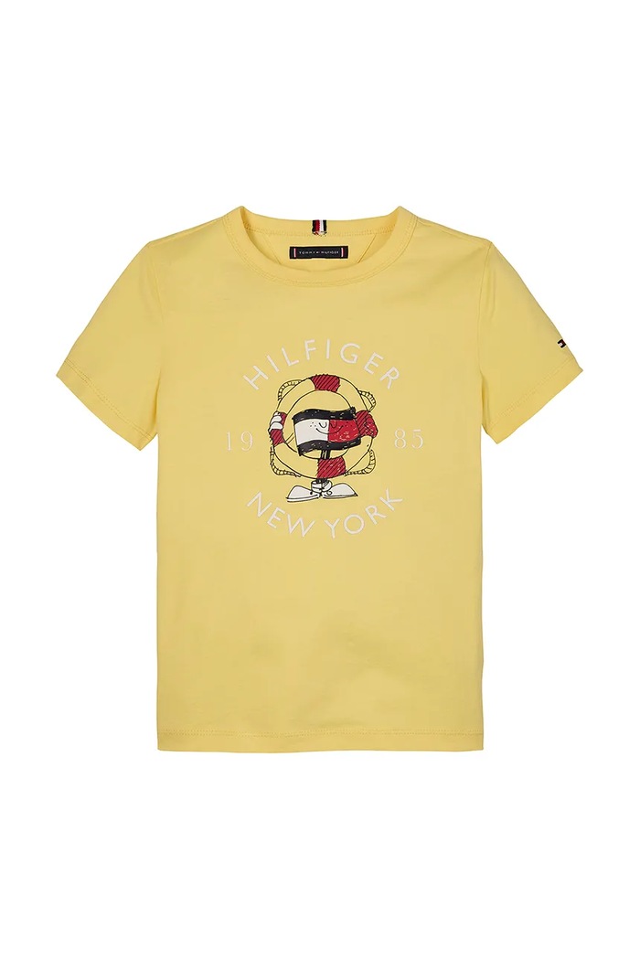 Tommy Hilfiger t-shirt bawełniany dziecięcy KB0KB09648.128.176.PPYA żółty SS25
