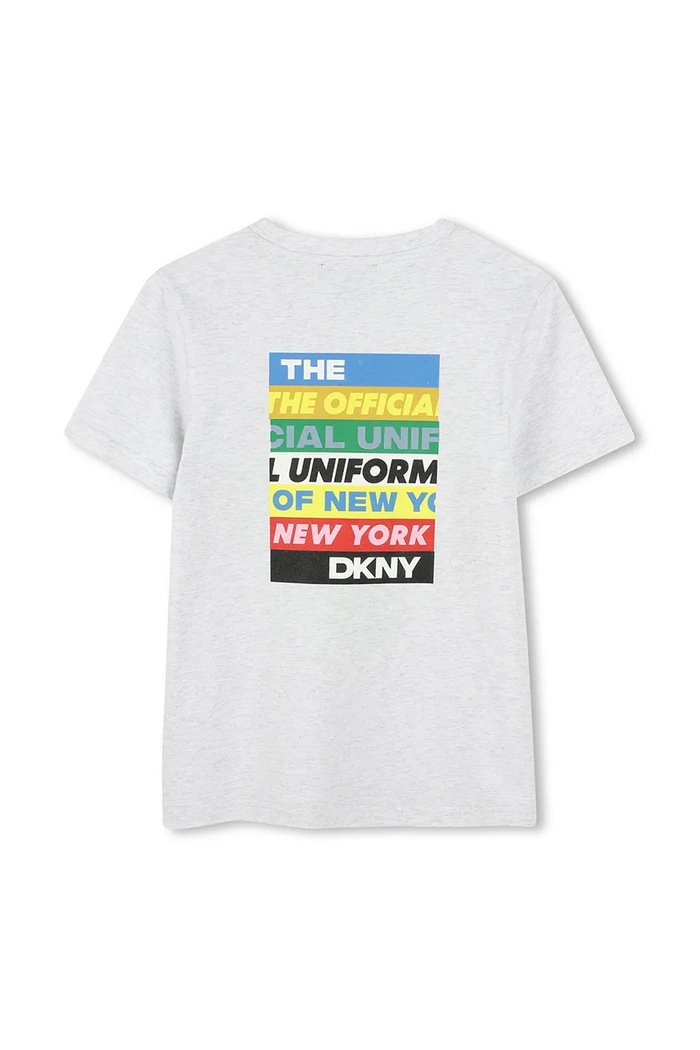 Αγορίστικα Παιδικό βαμβακερό μπλουζάκι Dkny D62302.156.174 γκρί