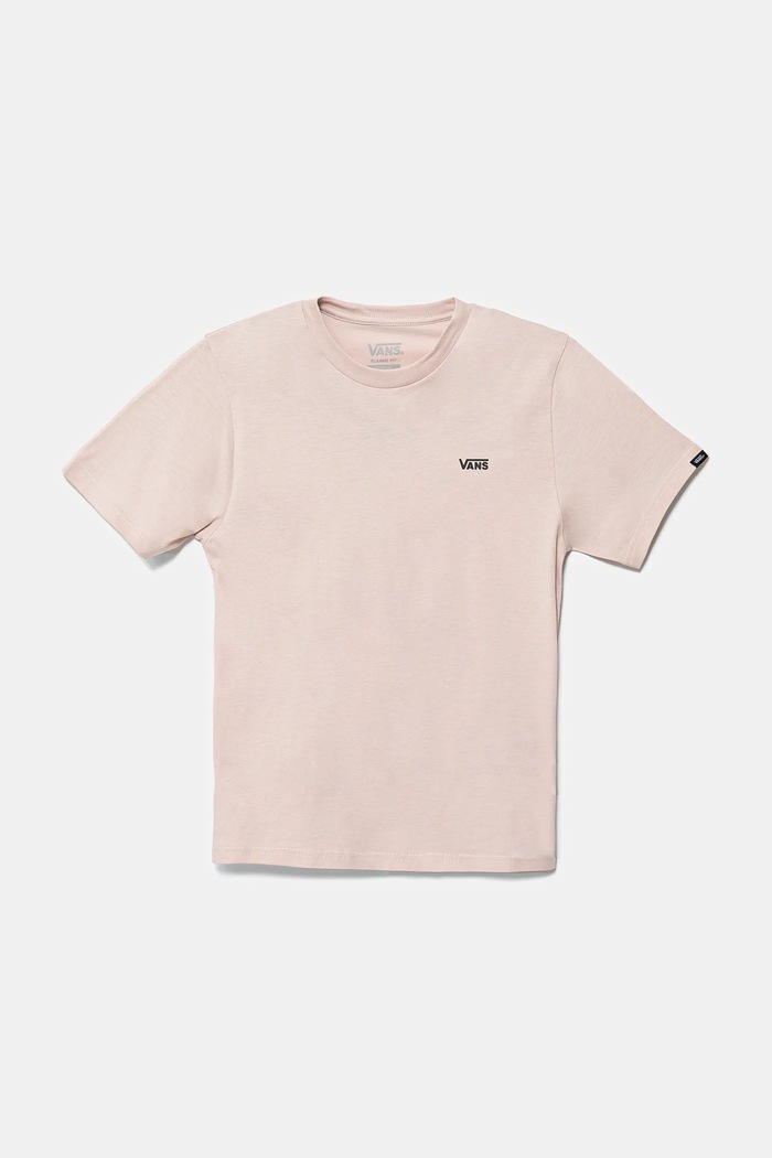 Bavlněné tričko Vans LEFT CHEST TEE kulatý růžová VN0A4MQ3O3N1