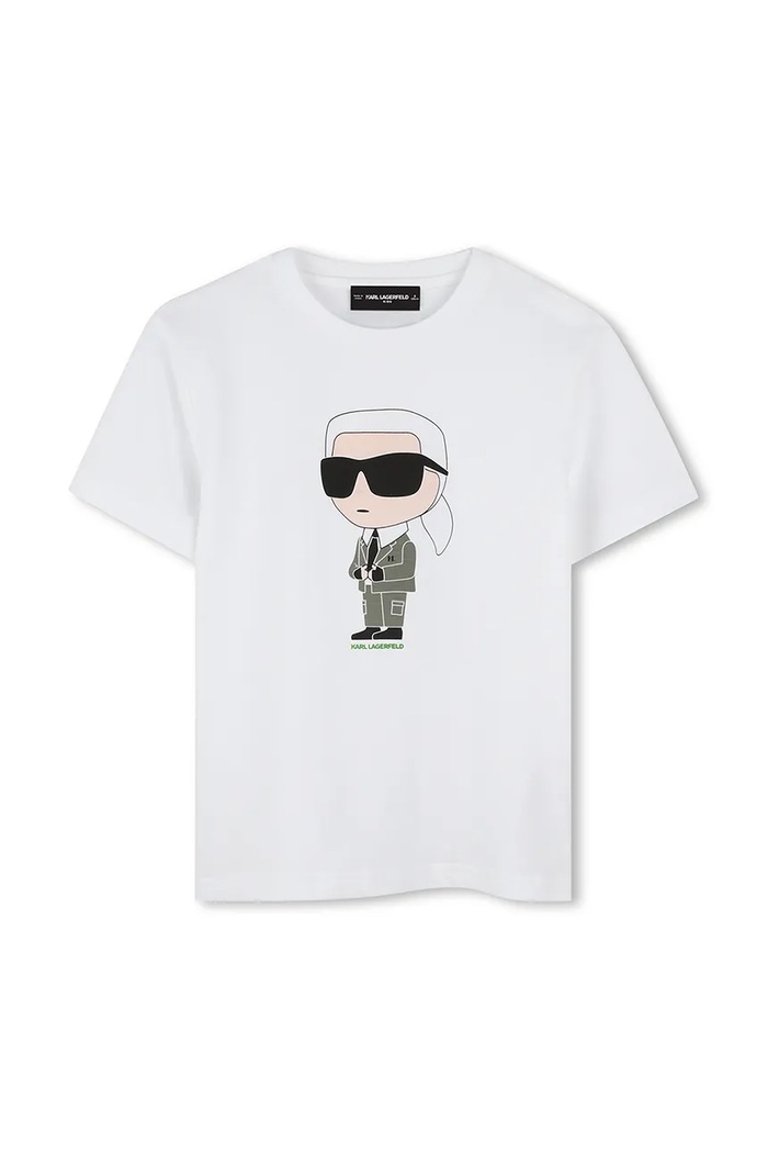 Karl Lagerfeld t-shirt bawełniany dziecięcy nadruk biały Z30437.162.174