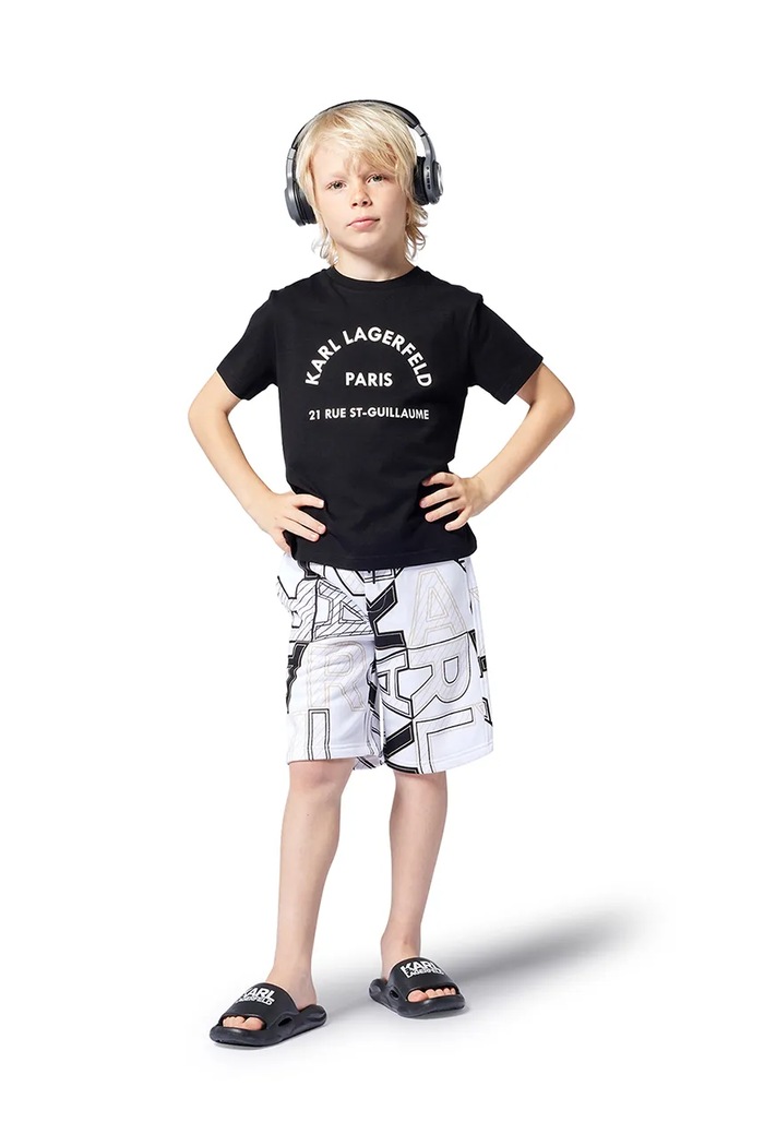 Karl Lagerfeld t-shirt bawełniany dziecięcy nadruk czarny Z30439.162.174