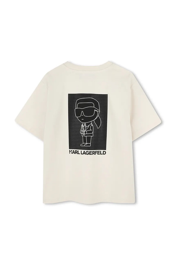 Chłopiec Karl Lagerfeld t-shirt bawełniany dziecięcy Z30440.114.150 beżowy
