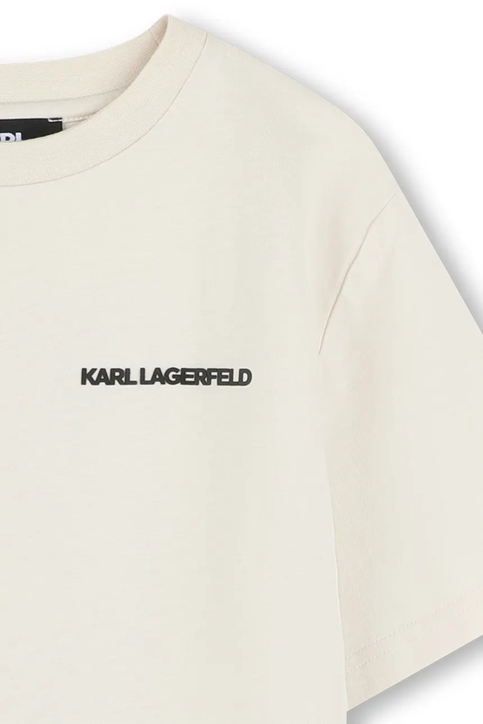 Karl Lagerfeld t-shirt bawełniany dziecięcy beżowy Z30440.114.150