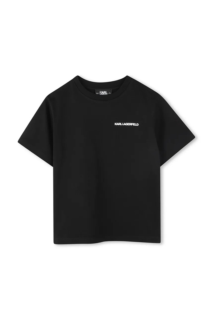 Παιδικό βαμβακερό μπλουζάκι Karl Lagerfeld Z30440.114.150 μαύρο SS25