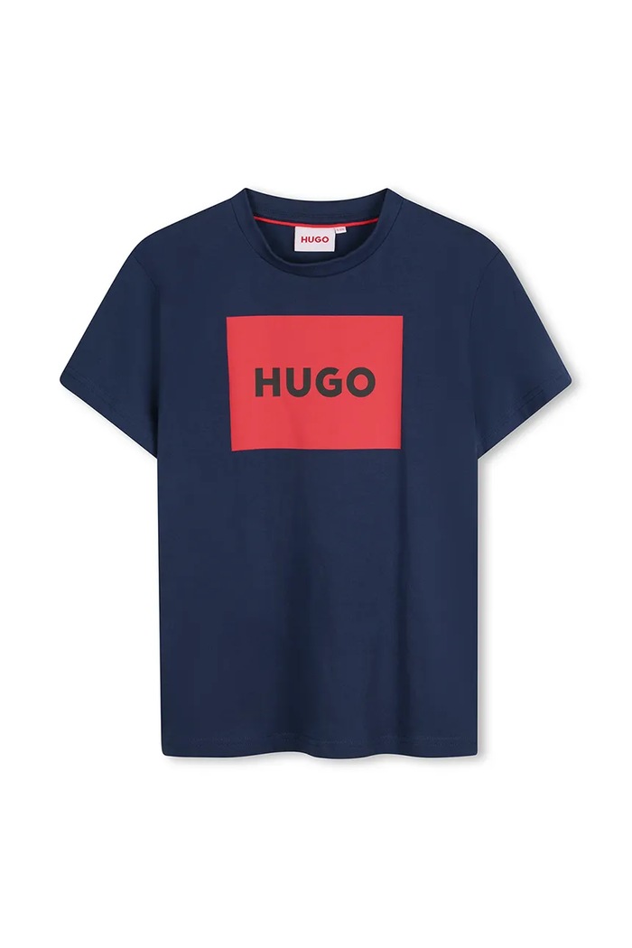 HUGO t-shirt bawełniany dziecięcy nadruk granatowy G00334.102.108