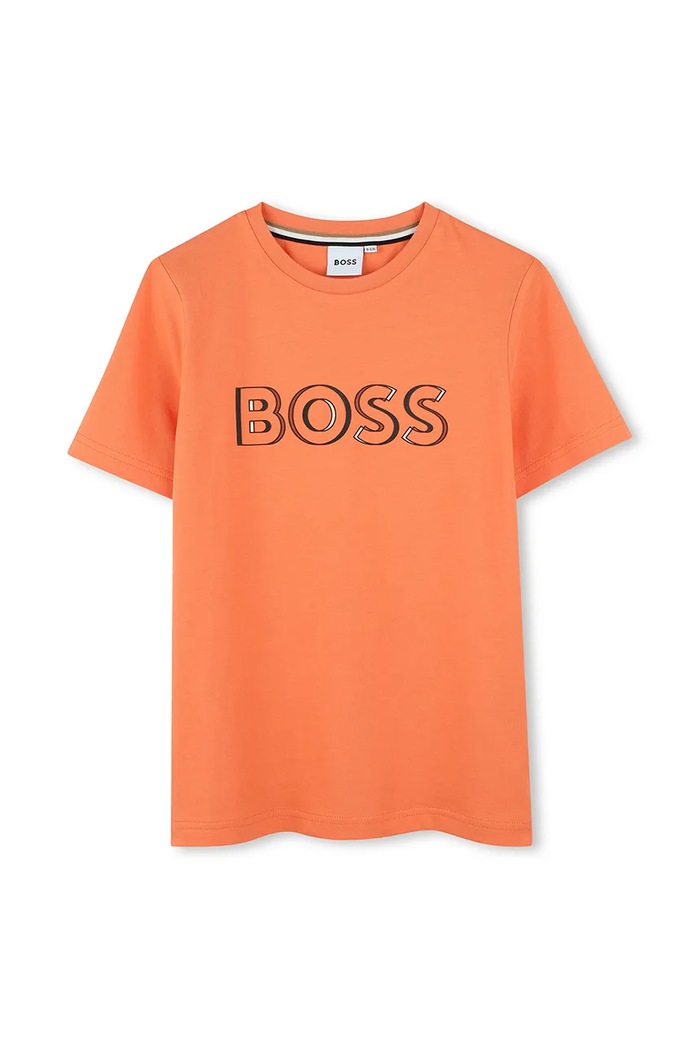 BOSS t-shirt bawełniany dziecięcy J52034.114.150 pomarańczowy SS25
