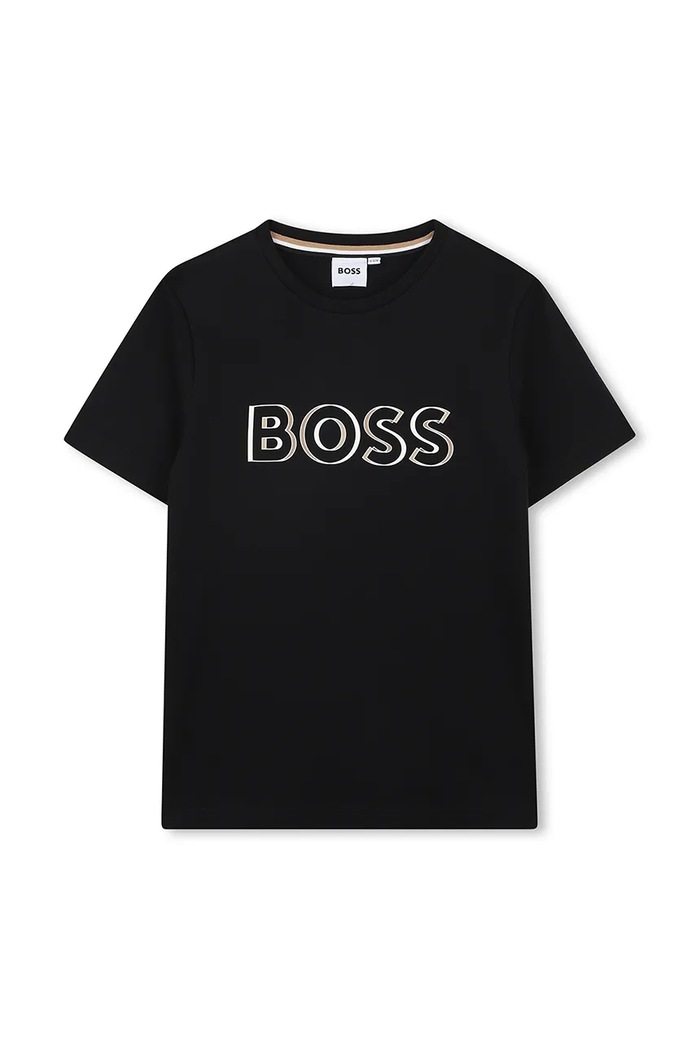 Dětské bavlněné tričko BOSS kulatý černá J52034.114.150