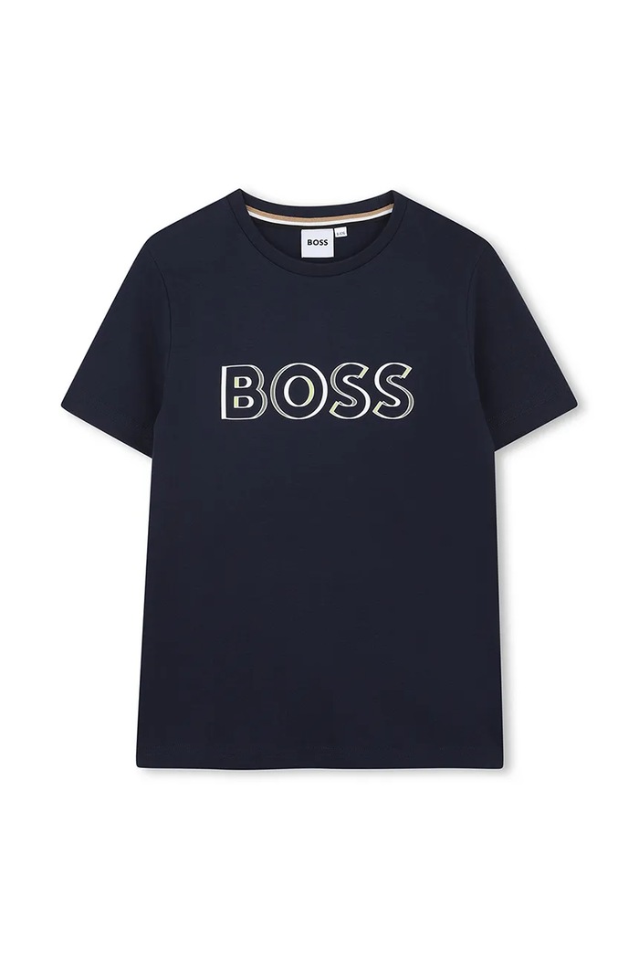 Detské bavlnené tričko BOSS bavlna tmavomodrá J52034.162.174
