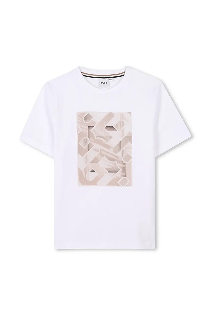 BOSS T-shirt bawełniany dziecięcy J52036.114.150 biały SS25