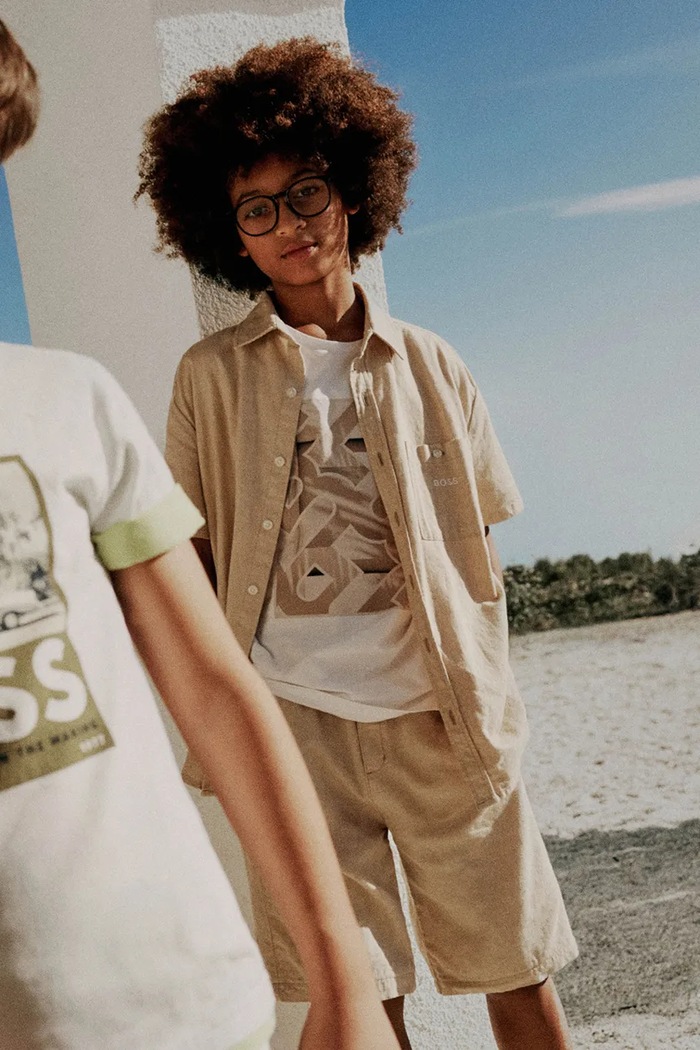 T-shirt bawełniany dziecięcy BOSS biały J52036.114.150