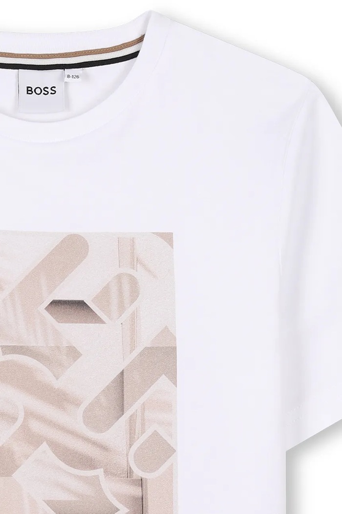 T-shirt bawełniany dziecięcy BOSS J52036.114.150 biały