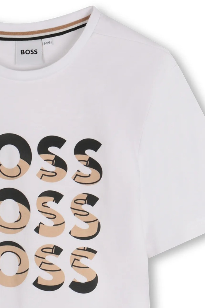 Chłopiec BOSS T-shirt bawełniany dziecięcy J52038.162.174 biały