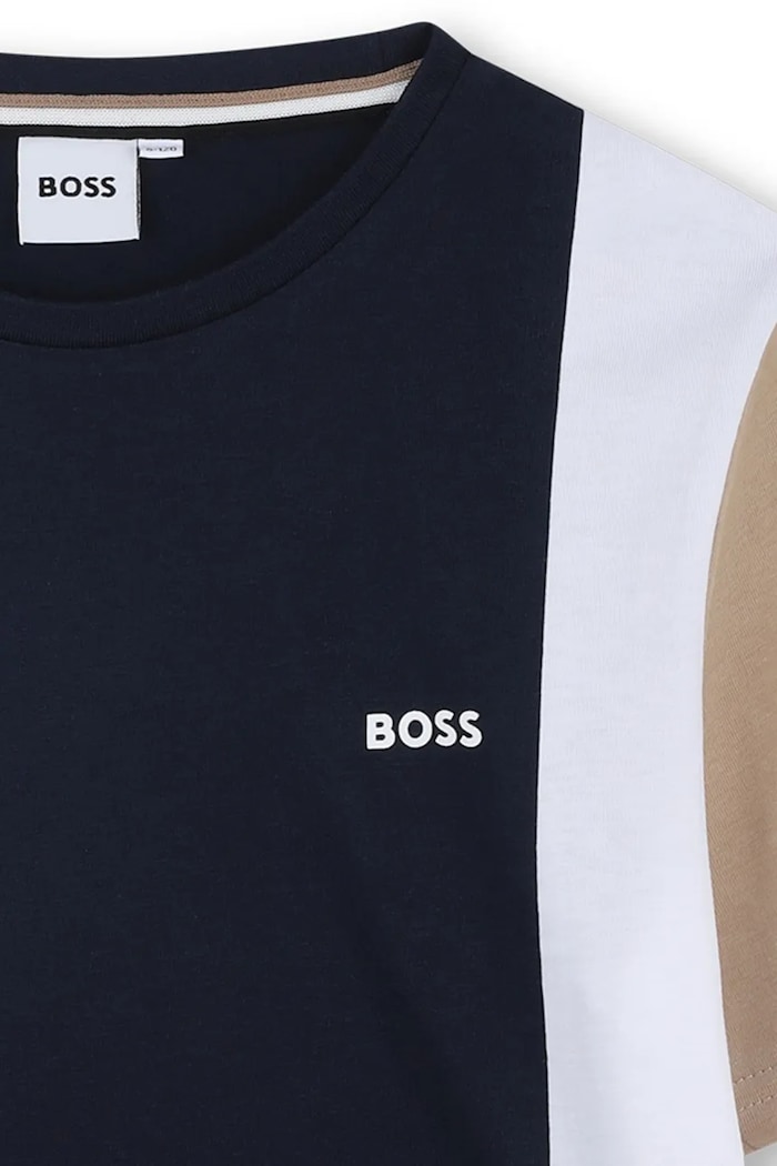 Chłopiec BOSS t-shirt bawełniany dziecięcy J52039.114.150 granatowy