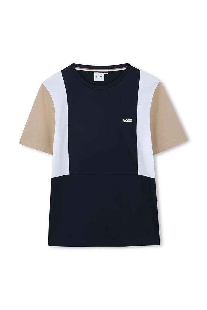 BOSS T-shirt bawełniany dziecięcy granatowy J52039.162.174